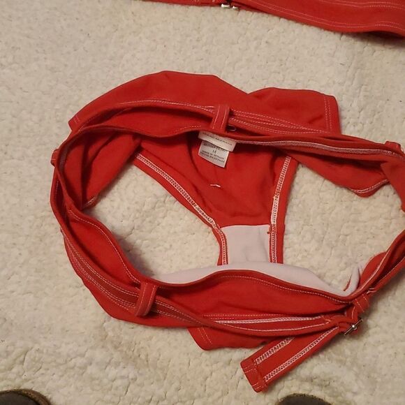 Solid Halter Neck Bikini Swim Top & Belted Logo Hipster Swim Bottom - Picture 7 of 9